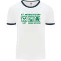 Eat Drink Be Irish St. Patrick's Day Mens White Ringer T-Shirt White/Navy Blue