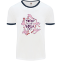 Worry Less Yoga More Mens Ringer T-Shirt White/Navy Blue