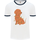 A Funny Christmas Tree Dachshund Mens White Ringer T-Shirt White/Navy Blue