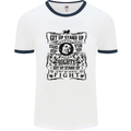 Get up Stand up Reggae Music Mens White Ringer T-Shirt White/Navy Blue