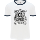 Get up Stand up Reggae Music Mens White Ringer T-Shirt White/Navy Blue