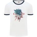 Chinese Zodiac Year of the Rooster Mens White Ringer T-Shirt White/Navy Blue