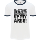 Sell My Piano? Funny Pianist Player Music Mens White Ringer T-Shirt White/Navy Blue