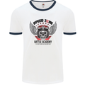 Speed Zone Motorcycle Motorbike Biker Mens White Ringer T-Shirt White/Navy Blue