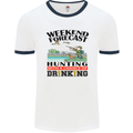 Hunting Weekend Alcohol Beer Funny Hunter Mens White Ringer T-Shirt White/Navy Blue