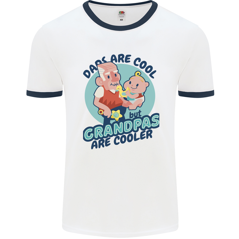 Grandpas are Cooler Grandparents Day Mens Ringer T-Shirt White/Navy Blue