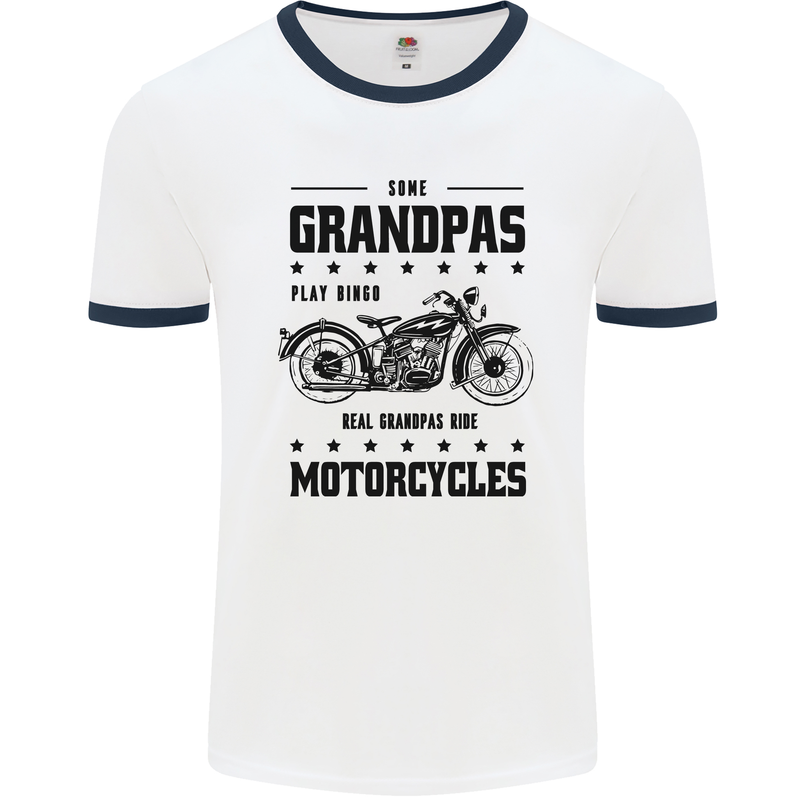 Some Grandpas Funny Biker Motorbike Bike Mens Ringer T-Shirt White/Navy Blue