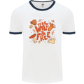 Wild & Free Mushroom Foraging Nature Mens Ringer T-Shirt White/Navy Blue