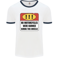 Funny Wheelie Motorbike Motocross MotoX Mens Ringer T-Shirt White/Navy Blue