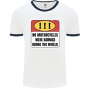Funny Wheelie Motorbike Motocross MotoX Mens Ringer T-Shirt White/Navy Blue
