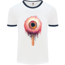 Eyesicle Horror Hangover Eye Gothic Demon Mens White Ringer T-Shirt White/Navy Blue