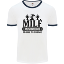 MILF Mushrooms I Like To Forage Mens Ringer T-Shirt White/Navy Blue