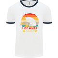 Cat I Do What I Want Funny Kitten Lover Mens White Ringer T-Shirt White/Navy Blue