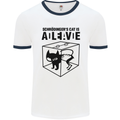 Schrodinger's Cat Science Geek Nerd Mens White Ringer T-Shirt White/Navy Blue