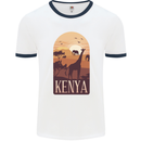 Kenya Safari Mens Ringer T-Shirt White/Navy Blue