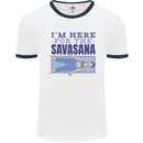 Funny Yoga Im Here For the Savasana Mens Ringer T-Shirt White/Navy Blue