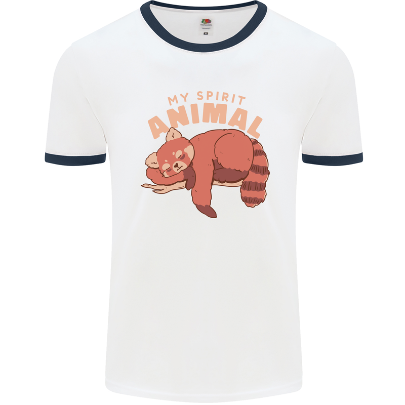 Red Panda My Spirit Animal Mens White Ringer T-Shirt White/Navy Blue