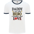 Fathers Day Daughter Love Son Hero Dad Mens Ringer T-Shirt White/Navy Blue