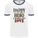 Fathers Day Daughter Love Son Hero Dad Mens Ringer T-Shirt White/Navy Blue
