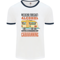 Funny Alcohol Caravanning Caravan Beer Mens White Ringer T-Shirt White/Navy Blue