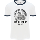 Oktobefest Drink Beer Funny Alcohol Mens Ringer T-Shirt White/Navy Blue