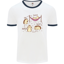 Funny, Hedgehog Eat Sleep Repeat Lover Mens White Ringer T-Shirt White/Navy Blue