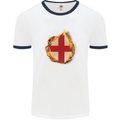 The St. George's Cross English Flag England Mens White Ringer T-Shirt White/Navy Blue