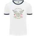 Born to Ride Biker Motorcycle Motorbike Mens White Ringer T-Shirt White/Navy Blue