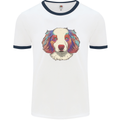 Australian Shepherd Dog Mens Ringer T-Shirt White/Navy Blue