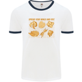 Funny Chicken Humour Chef BBQ Food Cook Mens Ringer T-Shirt White/Navy Blue