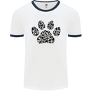 Dog Paw Print Word Art Mens White Ringer T-Shirt White/Navy Blue