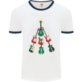 Funny Christmas Guitar Tree Rock Music Mens White Ringer T-Shirt White/Navy Blue