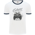 ATV All Terrain Vehicle 4X4 Quad Bike Mens White Ringer T-Shirt White/Navy Blue