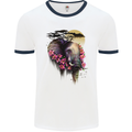 African Elephant Ecology Mens White Ringer T-Shirt White/Navy Blue