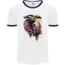 African Elephant Ecology Mens White Ringer T-Shirt White/Navy Blue