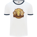 Free Kisses Animals Cow Monkey Giraffe Mens Ringer T-Shirt White/Navy Blue