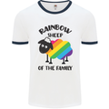 Rainbow Sheep Funny Gay Pride Day LGBT Mens White Ringer T-Shirt White/Navy Blue