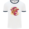 A Chinese Dragon Mens White Ringer T-Shirt White/Navy Blue