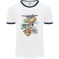 Nuthatch Garden Bird Watching Mens White Ringer T-Shirt White/Navy Blue