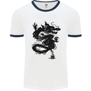 Ink Dragon Tattoo Mens White Ringer T-Shirt White/Navy Blue