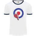 MOD Scooter Motorcycle Motorbike Mens White Ringer T-Shirt White/Navy Blue