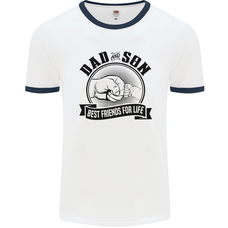 Dad & Son Best Friends For Life Mens White Ringer T-Shirt White/Navy Blue