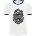 Mandala Art Ape Mens White Ringer T-Shirt White/Navy Blue