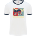 Goldendoodle Dog Art Mens White Ringer T-Shirt White/Navy Blue