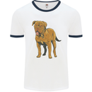 French Mastiff Dogue Bordeaux Dog Mens Ringer T-Shirt White/Navy Blue