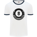 8-Ball Skull Pool Player 9-Ball Mens White Ringer T-Shirt White/Navy Blue