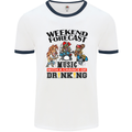 Music Weekend Forecast Alcohol Beer Mens White Ringer T-Shirt White/Navy Blue