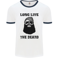 Long Live the Beard Mens White Ringer T-Shirt White/Navy Blue