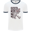 Good Morning Mummy Coffee Halloween Mens White Ringer T-Shirt White/Navy Blue