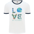 Love My Planet Climate Change Environment Mens White Ringer T-Shirt White/Navy Blue
